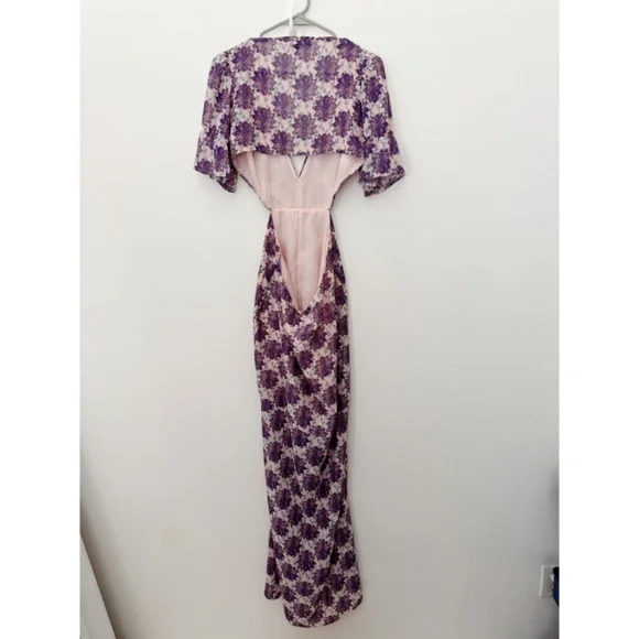 For Love & Lemons Clover Maxi Dress in Lilac Print M - Picture 5 of 11